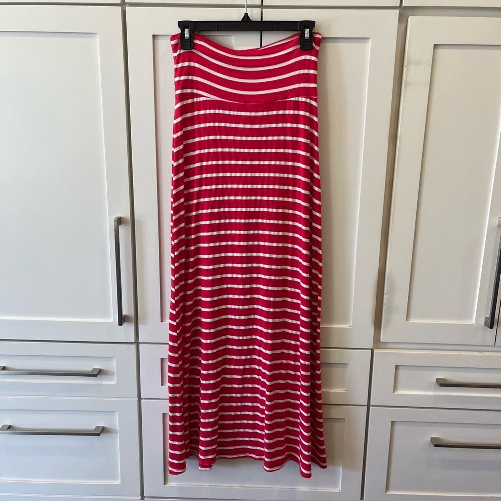 PROMESA STRIPED LONG Maxi Skirt Red And White Women's Size Small
